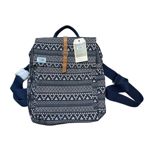 Toms Handbags - NEW! TOMS Trekker Tribal Geo Canvas Backpack in Navy Blue, Lots of pockets!